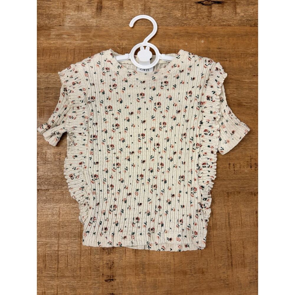 Zara Girls Shirt Size 7 Made In Turkey, Flowers And Ruffles